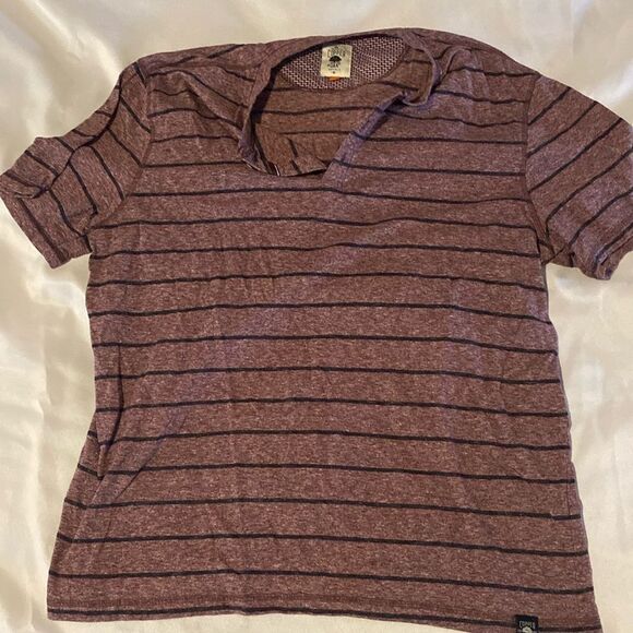 Copper Oak Other - Striped Short Sleeve Tee - Maroon